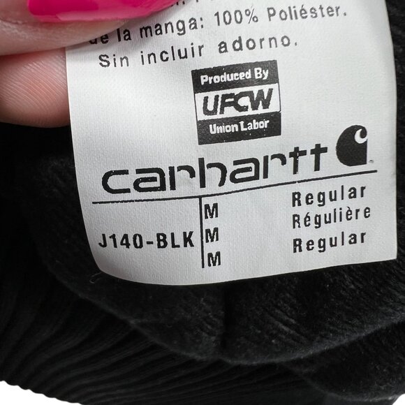 Carhartt Active Jac Loose Fit Firm Duck Quilted Lined Hooded Jacket Black Size M - Picture 6 of 10